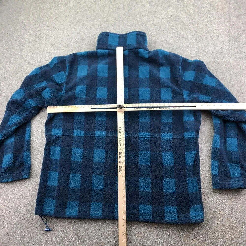 Columbia Jacket Mens XL Blue Plaid Fleece Windbreaker Full Zip Outdoor Hiking